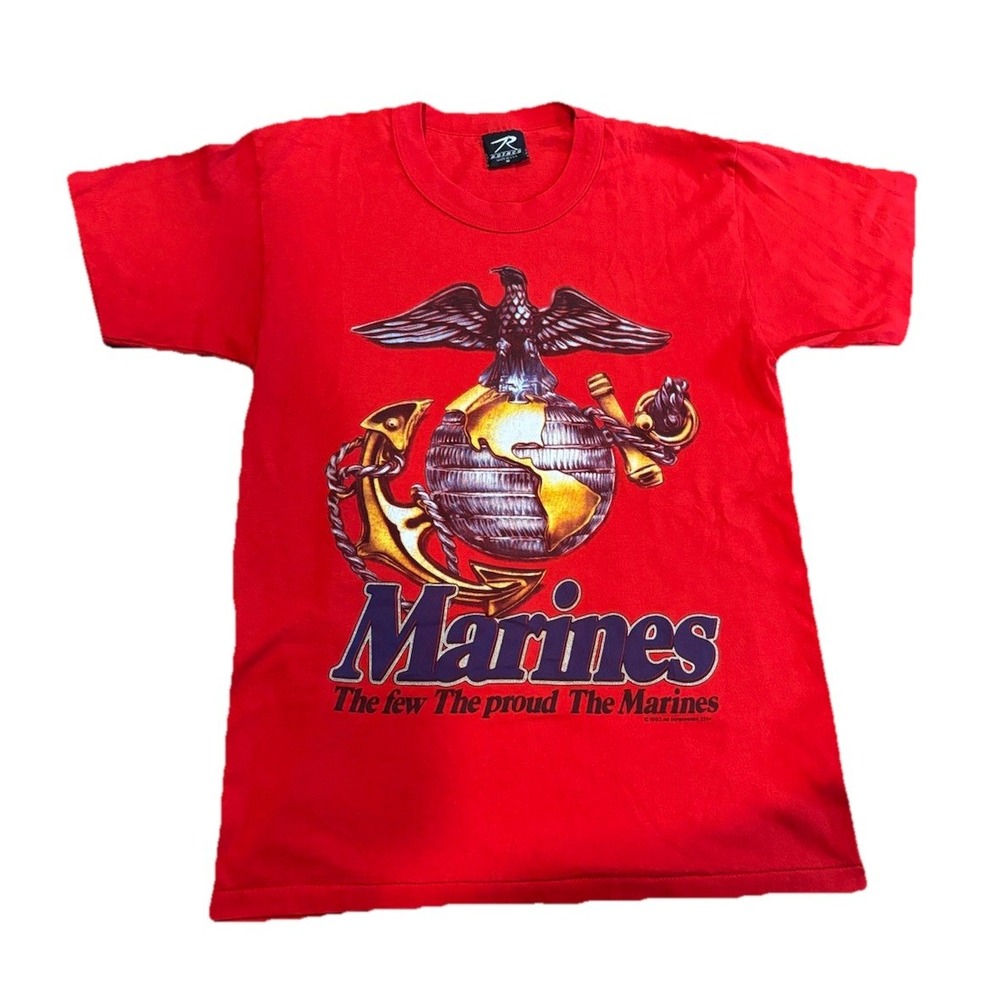 Vtg 1993 Marines USMC T-Shirt Men's Medium Single Stitch Red Graphic Rothco JRS